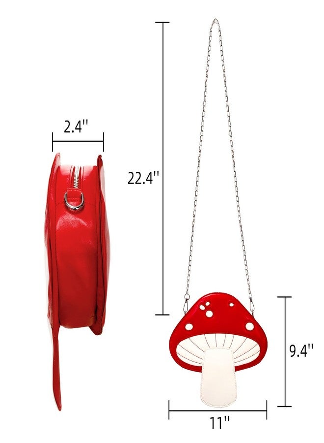 WRINGKIT Mushroom Crossbody Purses, PU Leather Shoulder Bags with Strap, Cute Unique Purses for Women Girl, Lovely Novelty Christmas Mushroom Gifts - Image 2